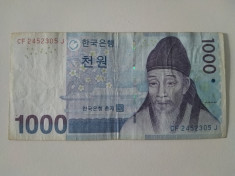 Bancnota 1000 Won Coreea de Sud foto