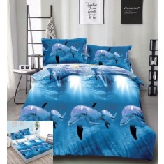 Lenjerie De Pat 3D - Tequilla Xd008, Bumbac, 4 Piese, Cu Elastic, Imprimeu