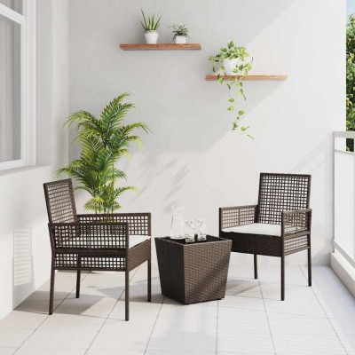 vidaXL Set Bistro de Grădină 3 pcs Maro Rattan poli 3334956 foto