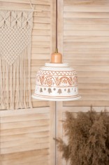 Pendul Deco Republic &bdquo;Radacini &ndash; Laleaua alba&rdquo; E27, 1x60W, ceramica autentica Corund