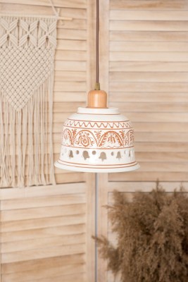 Pendul Deco Republic &amp;bdquo;Radacini &amp;ndash; Laleaua alba&amp;rdquo; E27, 1x60W, ceramica autentica Corund foto