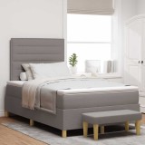 Cumpara ieftin Pat cu arcuri cu saltea Gri taupe 120 x 200 cm țesătură
