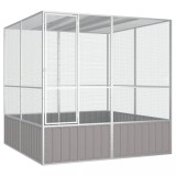 Colivie pentru pasari gri 213,5x217,5x211,5 cm otel galvanizat GartenMobel Dekor, vidaXL