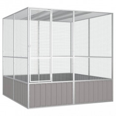 vidaXL Colivie pentru păsări gri 213,5x217,5x211,5 cm oțel galvanizat