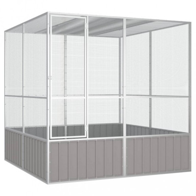 Colivie pentru pasari gri 213,5x217,5x211,5 cm otel galvanizat GartenMobel Dekor foto