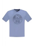 Cumpara ieftin Tricou barbati, cu imprimeu cu logo, Regular fit, Albastru deschis, S
