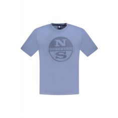 Tricou barbati, cu imprimeu cu logo, Regular fit, Albastru deschis, S