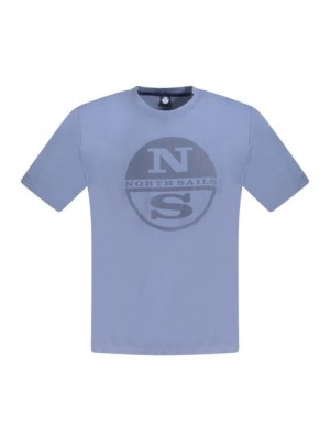 Tricou barbati, cu imprimeu cu logo, Regular fit, Albastru deschis, S foto