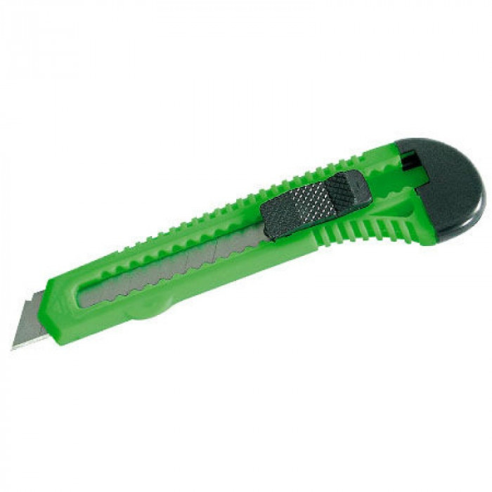 Cutter plastic, 18 mm, fixare cu blocator, Verde