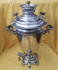 SAMOVAR VECHI PE CARBUNI DIN ALAMA NICHELATA- RUSIA ANII 30 foto