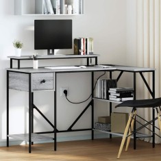 vidaXL Birou cu sertar sonoma gri 120 x 79 x 86.5 cm Lemn compozit