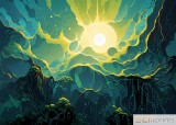 Tablou &bdquo;Cosmic Radiance&rdquo; - Print Digital - P&acirc;nză Bumbac 100% pe Șasiu din lemn