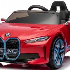 Masinuta electrica pentru copii, Bmw I4 70W 12V premium, scaun tapitat, roti EVA, bluetooth, culoare Rosu