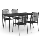 Set mobilier de gradina 5 piese negru sfoara de bumbac si otel