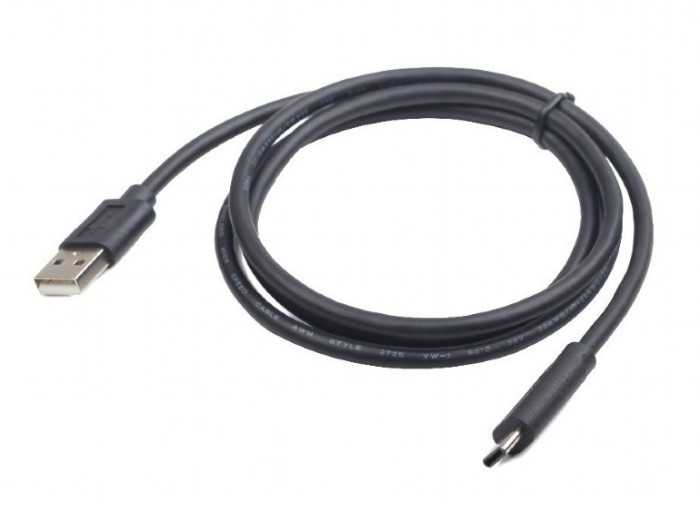 CABLU alimentare si date GEMBIRD, pt. smartphone, USB 2.0 (T) la USB 2.0 Type-C (T), 1m, negru, &quot;CC-USB2-AMCM-1M&quot; (timbru verde 0.08 lei)