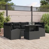 Gossi set de canapea de gradina cu 7 piese si perne negru poliratan