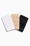 Set 3 Extensii Sutien 2 Carlige, Dactylion, Alb, Negru, Bej, 3.8cm, Prelungire Ajustabila Sarcina, Confort