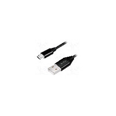 Cablu USB A mufa, USB B micro mufa, USB 2.0, lungime 0.3m, negru, LOGILINK - CU0143