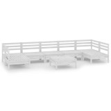 Cumpara ieftin Set mobilier relaxare gradina, 8 piese, alb, lemn masiv de pin