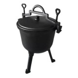 Cumpara ieftin Ceaun Fonta Emailata 7L Perfect Home Tip Cazan Sub Presiune, Negru, Diametru 27cm, Inaltime 47cm, Capac Etans si Picioare Detasabile