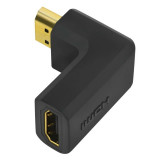 ADAPTOR video LOGILINK HDMI (T) la HDMI (M) conectori auriti in unghi de 90 grade rezolutie maxima 4K UHD (3840 x 2160) la 30 Hz negru &amp;quot;AH0005&amp;qu