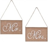Set de 2 bannere &quot;Mr. &amp; Mrs.&quot; DSstyles, panza, roz/alb, 36 x 22 cm