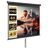 HOMCOM Ecran de Proiecție 100 Inch Reglabil, cu Montare pe Tavan și Perete, P&acirc;nză pentru Proiector, 203x152 cm, Negru | Aosom Romania