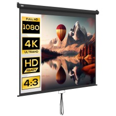 HOMCOM Ecran de Proiecție 100 Inch Reglabil, cu Montare pe Tavan și Perete, P&acirc;nză pentru Proiector, 203x152 cm, Negru | Aosom Romania