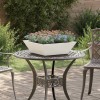 vidaXL Ghiveci Gradina Alb 50x50x15cm Otel, 20kg, Exterior, Rezistent UV, Design Modern, Elegant, pentru Plante si Flori