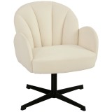 HOMCOM Fotoliu living pivotant fotoliu auxiliar tapițat &icirc;n velur spătar &icirc;n formă de scoică pernă cu arcuri bej | Aosom Romania