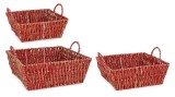 Set 3 cosuri depozitare hartie rosie metal auriu Astrid 25x25x10h; 30x30x12h; 35x35x13h