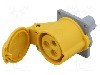 Conector alimentare AC, IEC 60309, IP44, 16A, 130V AC, 3 pini, AMPHENOL - 2CMA193145R1000
