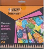 Creioane colorate din lemn, mina ultra-rezistenta, 24 culori/set, BIC Intensity Premium