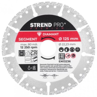 Disc diamantat segmentat, universal,&amp;nbsp;vacuum brazed, taiere umeda si uscata, 125 mm, Strend Pro Premium&amp;nbsp; GartenVIP DiyLine foto