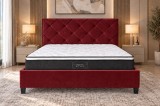 Cumpara ieftin Pat Dublu Hypnotic 180x200 cm Tapitat Catifea Burgundy cu Somiera Inclusa