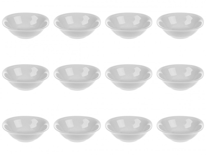 Set boluri, 12 piese, 445 ml, Portelan, Alb fildes