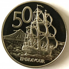 NOUA ZEELANDA 50 CENTS 1995 PROOF, ( ENDEAVOUR.), RARA