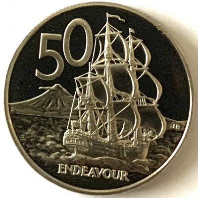 NOUA ZEELANDA 50 CENTS 1995 PROOF, ( ENDEAVOUR.), RARA foto