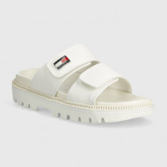 Tommy Jeans papuci TJW PUFFED SANDAL femei, culoarea bej, EN0EN02560