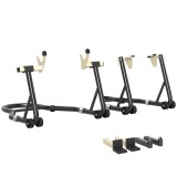 HOMCOM Cric roata din fata spate incarcare 390 kg cric atelier motocicleta brat reglabil din otel, furca in forma de U + L negru | Aosom Romania
