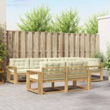 vidaXL Set de canapele de exterior 6 pcs Alb și crem Poliester 3386589