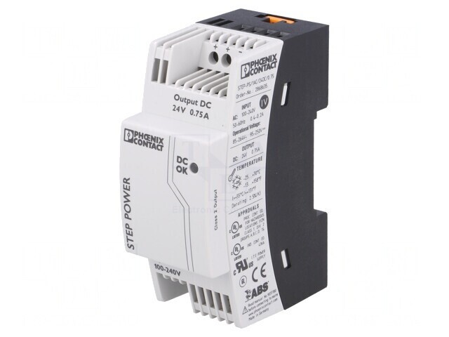 Alimentator Pulsatoriu pentru Șină DIN 18W 24VDC 0,75A
