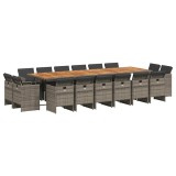 Cumpara ieftin Set mobilier de gradina cu perne, 17 piese, gri, poliratan