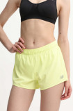 New Balance pantaloni scurți de alergare culoarea verde, neted, medium waist, WS41286LLT
