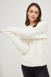 Answear Lab pulover din amestec de lana femei, culoarea bej, călduros