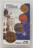 ROMANIA Set monetarie 2005 BNR Leul nou denominarea in caseta de plastic **