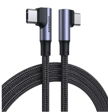 CABLU alimentare si date Ugreen, &amp;quot;US335&amp;quot;, Fast Charging pt. smartphone, USB Type-C la USB Type-C 100W/5A Complete Angled 90&amp;Acirc;&amp;deg;, braided, 1m, negru &amp;quot;706 foto