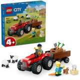 LEGO&reg; City - Tractor de ferma rosu cu remorca si oi 60461, 116 piese