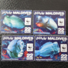 Maldives-Fauna wwf,pesti-serie completa,nestampilate MNH