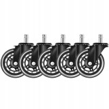 Cumpara ieftin Roti pentru scaun birou, cauciuc, metal, 5 buc, diametru 7.5 cm, 12x3.5x1.1 cm, Malatec